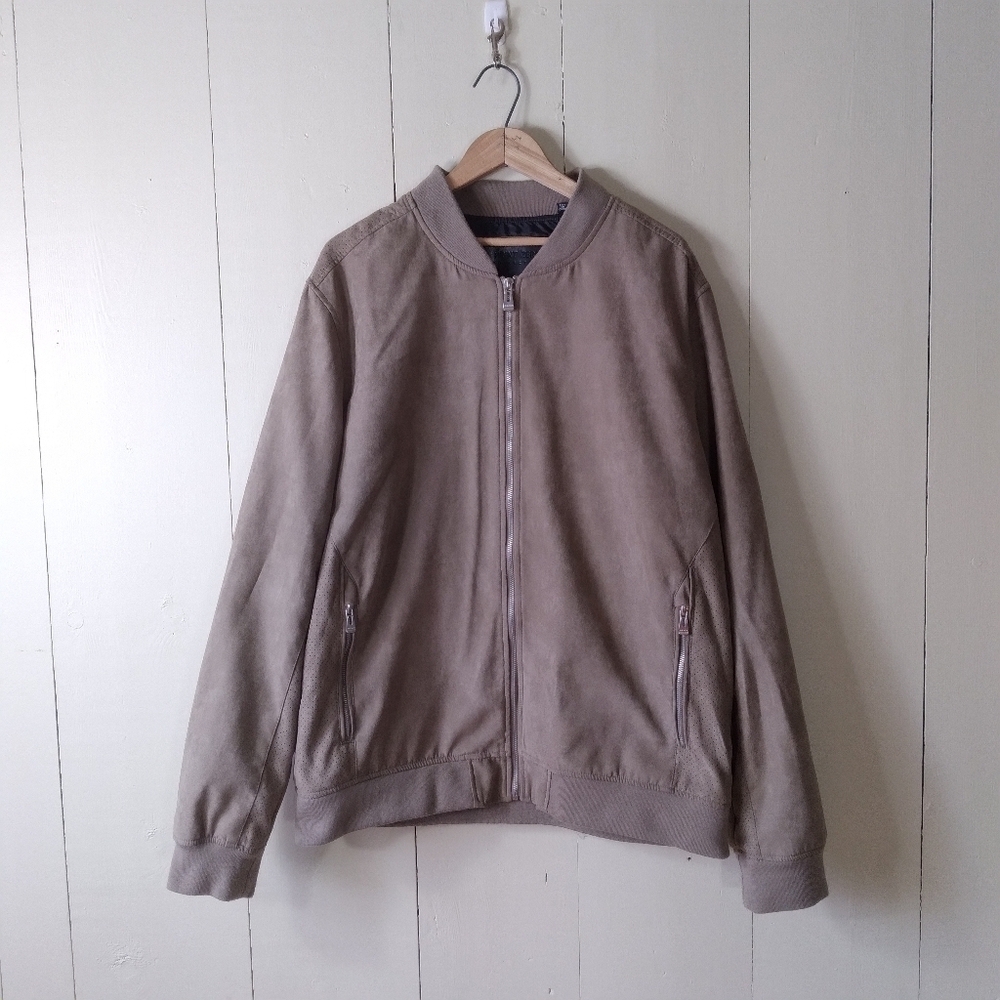 Faux Suede Bomber Jacket